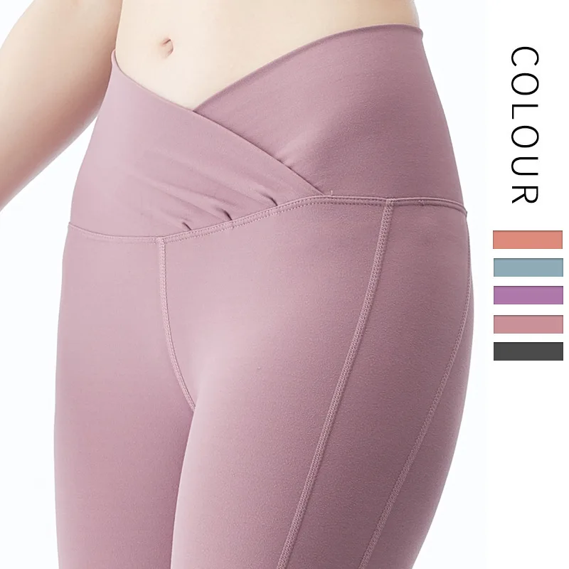 

Korean Version of High Elastic Nude Pregnant Women Yoga Pants High Waist Peach Hips Slim Capris Outdoor Running Fitness Pants