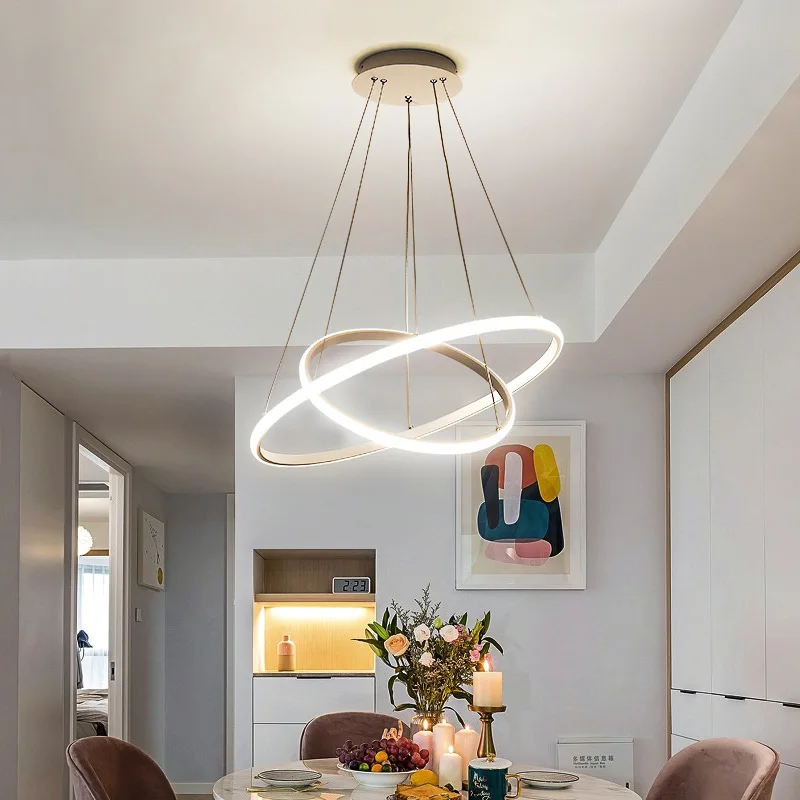 Nordic personality restaurant LED ring cashier counter dining table bar modern minimalist home dining Pendant Lights  WF1028