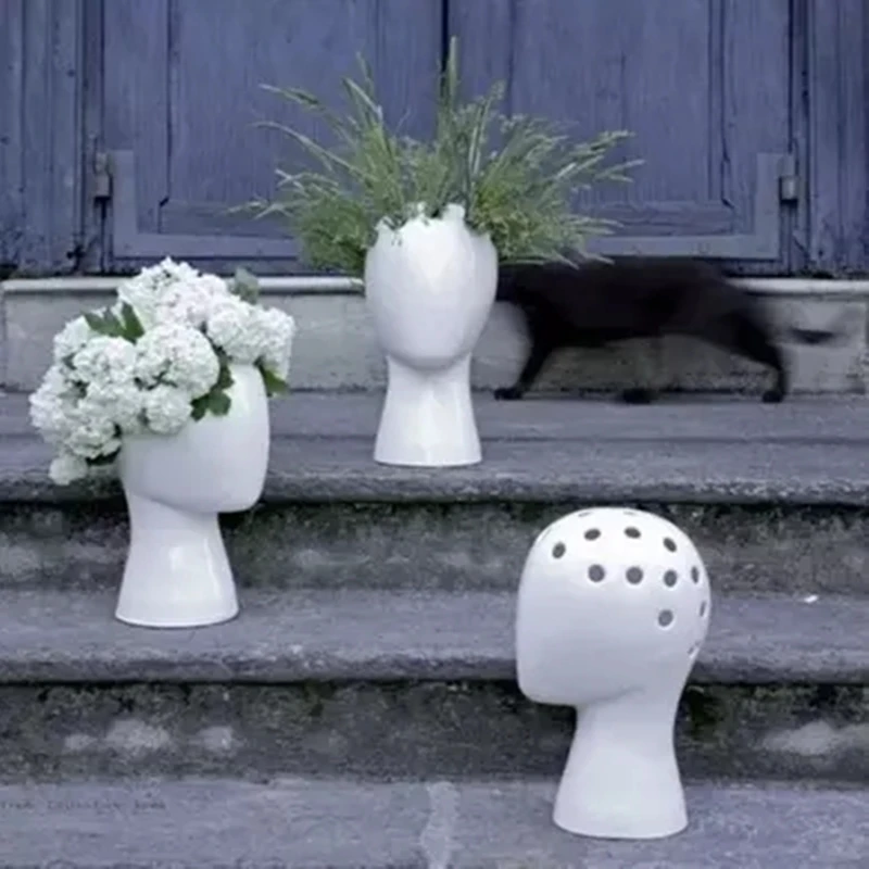 

Man head flower vase decorative bastract ceramic vase desktop decor party sample room vase creative pot gift