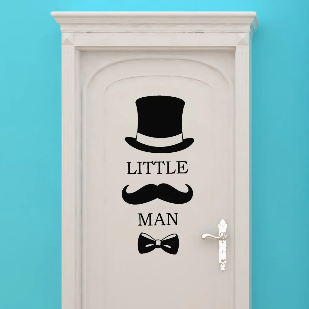 ПВХ стены комнаты мальчика дверь наклейка ребенок дети маленький человек шляпа с