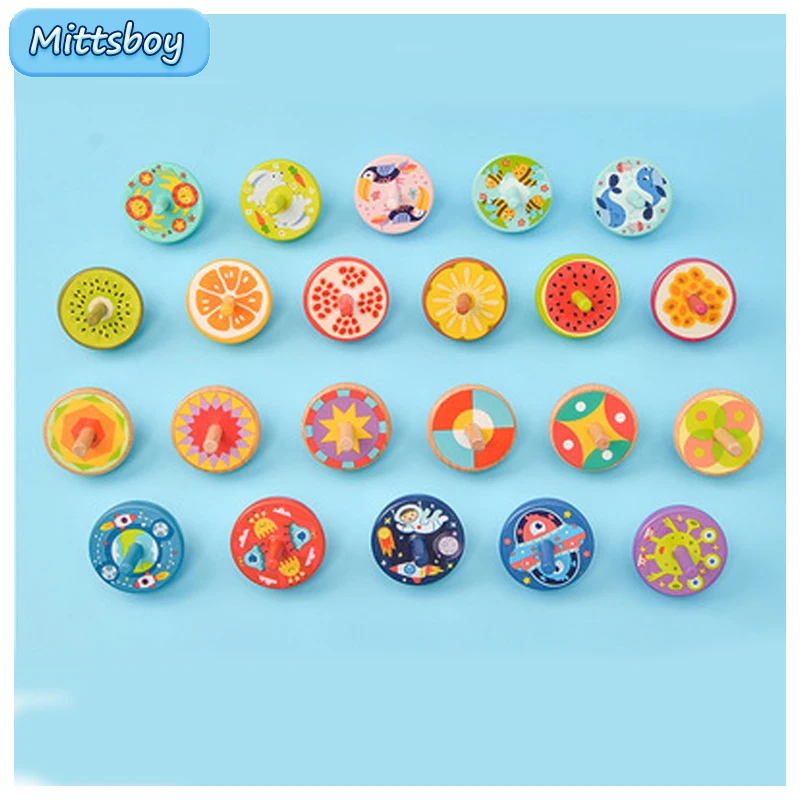 

2021 Montessori Wooden 3D Gyro Educational toys Fruit Animal Gyro toy Sensory Mathematic Jigsaw Brain Intellectual Learning Toy