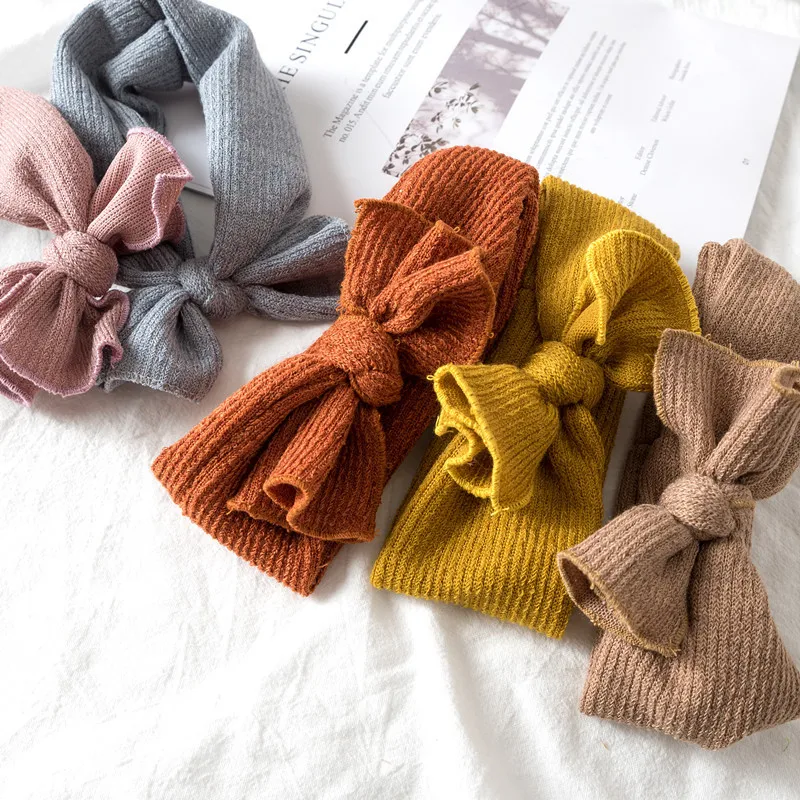 

Cute Baby Girl Headbands Knitted Newborn Baby Bows Knitted Turban Infant Headband Warm Hairbands Headwrap Kids Hair Accessories