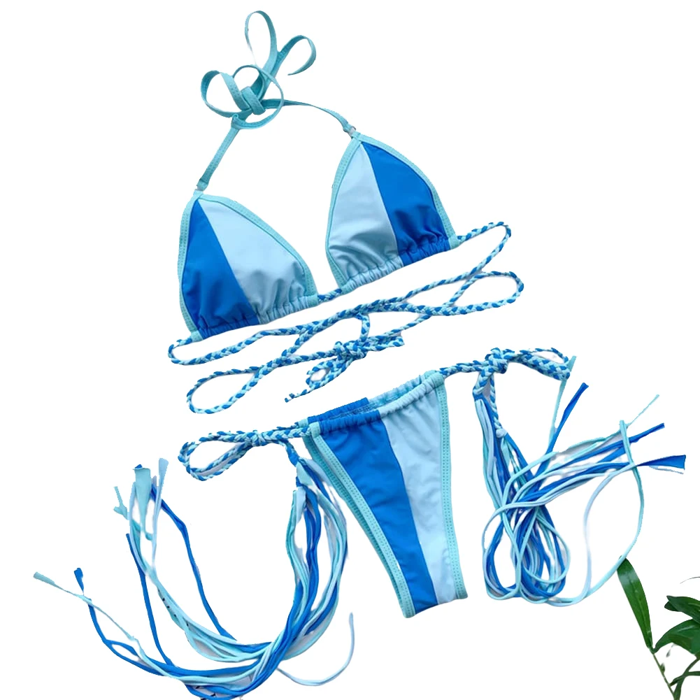 Женские сексуальные комплекты бикини с лямкой на шее танкини треугольные