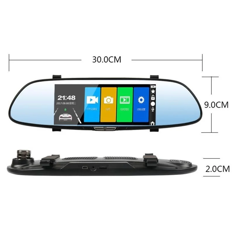 HD 1080P вождения рекордер двойной объектив 7 дюймов широкий угол обзора зеркало