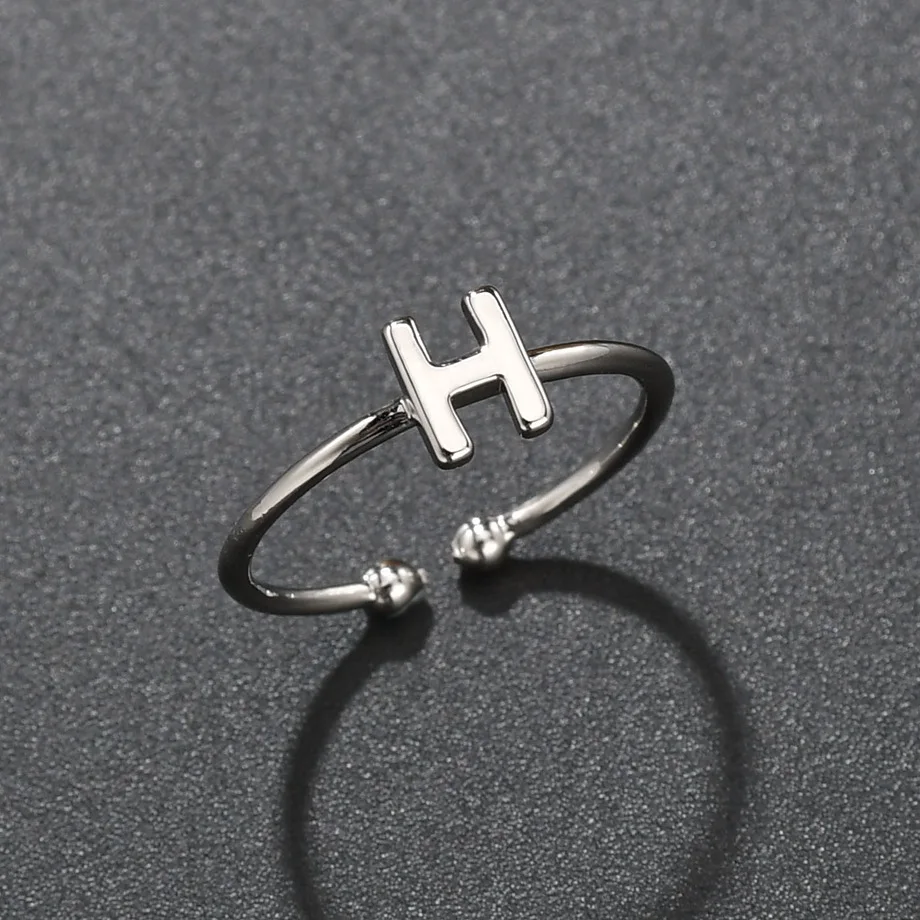 

Fashion Simple 26 Letter Ring Korean Stainless Steel Men&Women Couple Opening Ring Trendy Hip Hop Gift Jewelry