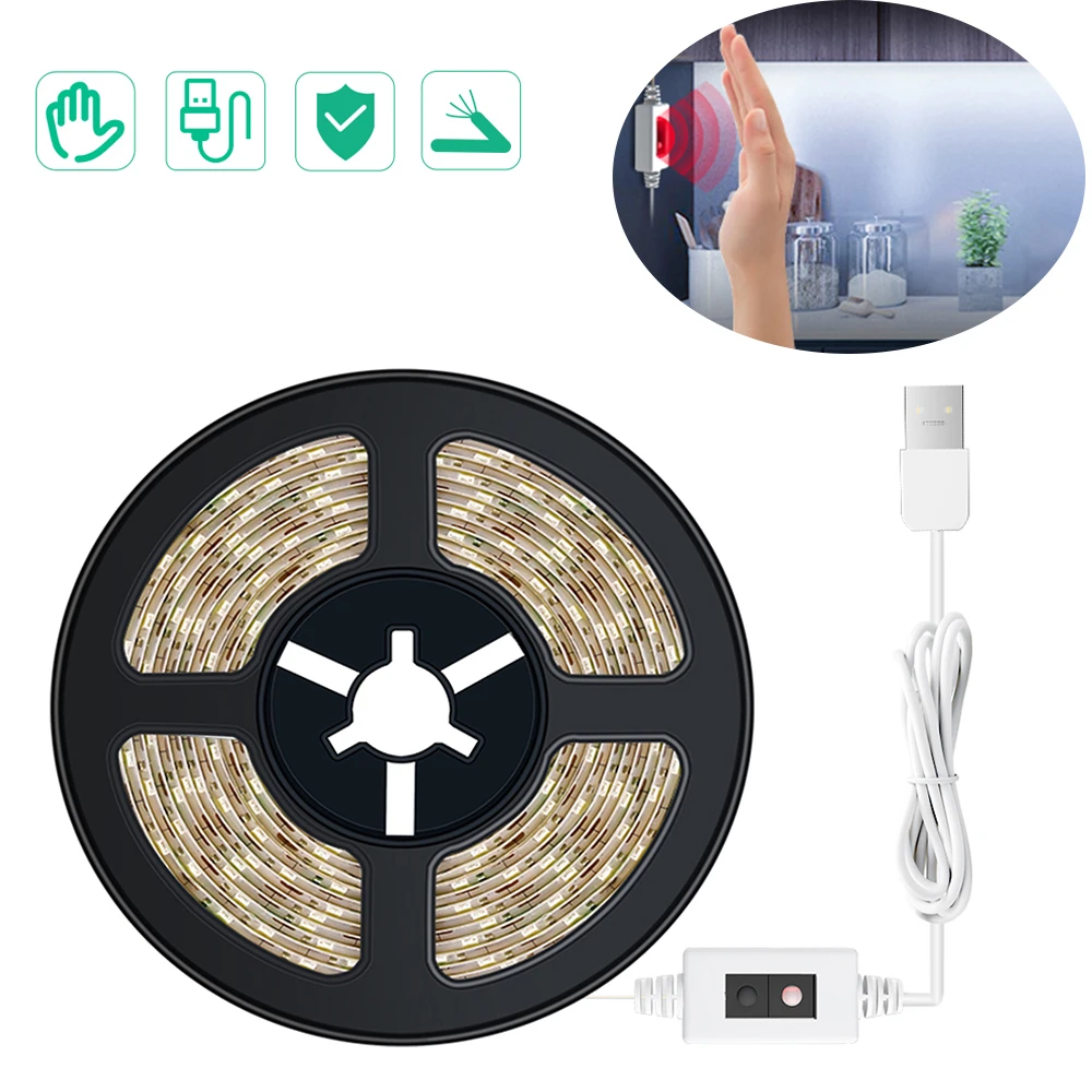 

Беспроводной светильник-гирлянда с пассивным ИК датчиком движения, водонепроницаемый светильник для шкафа с USB-разъемом, Рождественский до...