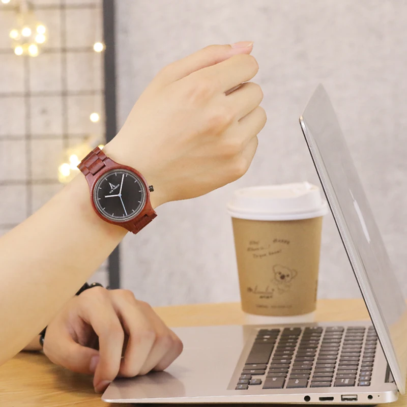 ALK Vision Couple Wood Watch Ladies Fashion Quartz Wooden Watch Casual Lovers Wood Watches Women Men Top Brand Luxury Clock