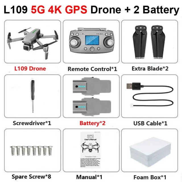 L109 4K 2B FOAM Радиоуправляемый квадрокоптер L109 Дрон gps 4K HD камера 5G wifi FPV Бесщеточный мотор складной селфи дроны Профессиональный 1000 м дальние расстояния - Цвет: L109 4K 2B FOAM
