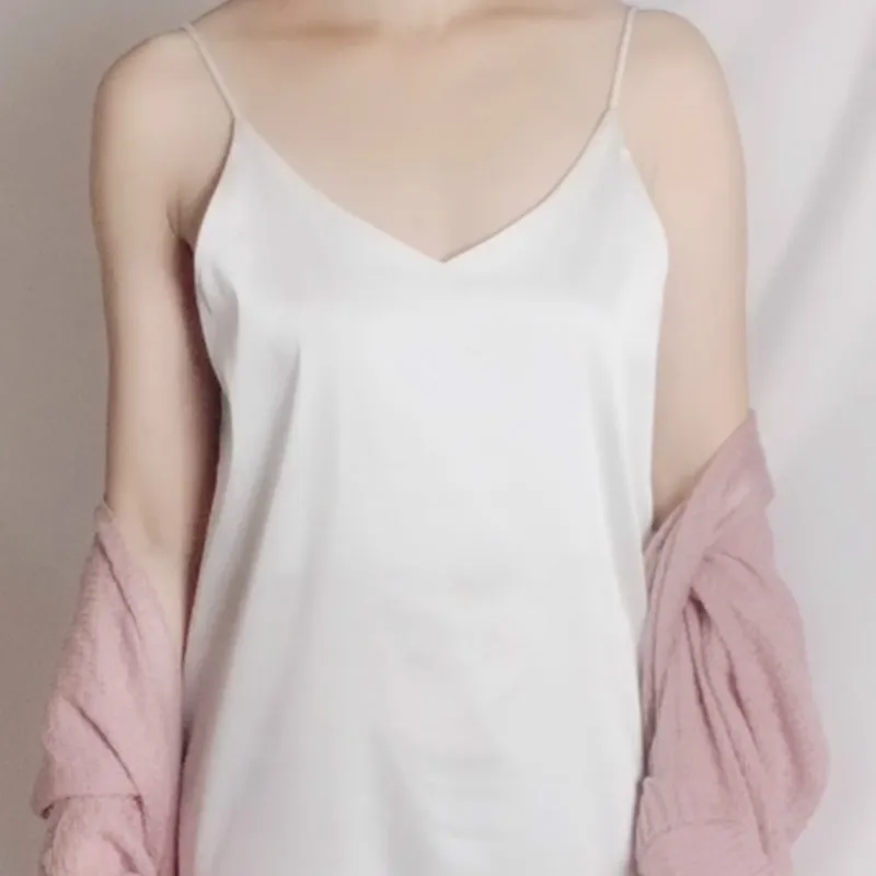 Женская атласная майка длинное атласное платье короткий топ кружевной белый