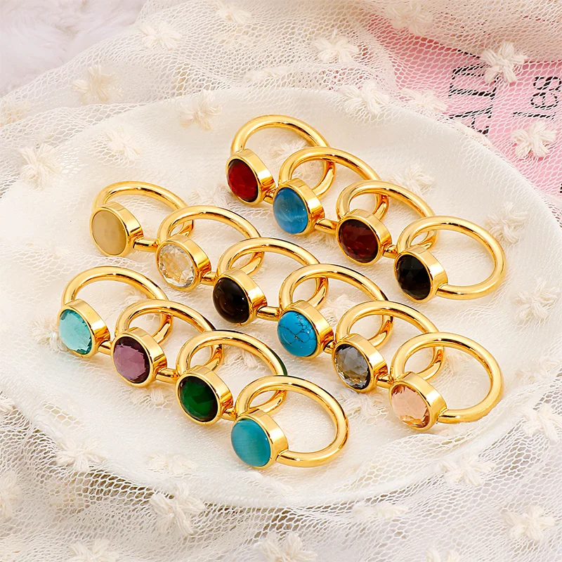 Кольцо KALEN из красочного хрустального камня женское богемное кольцо нержавеющей