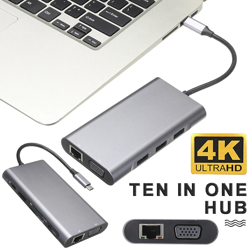

Durable Aluminum Alloy Type-C Hub 5Gbps High Speed USB 3.0 Ports Transmit Data Adapter For MacBook Pro PC Laptop