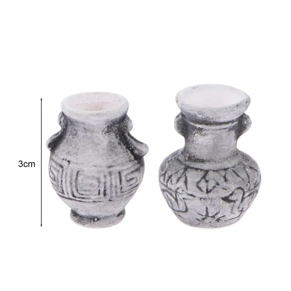 

50% Hot Sales!! 4Pcs Miniature Handmade Scenery Accessory Ceramic 1/12 Scale Simulation Dollhouse Vase for Garden Scene
