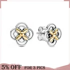 Серьги-гвоздики женские из серебра 2021 пробы, двухцветные