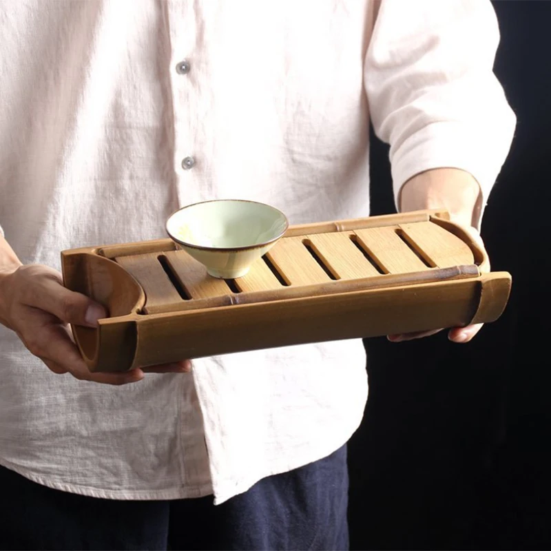 Бамбуковый поднос для чая Gongfu аксессуары церемоний хранилище воды с дренажной