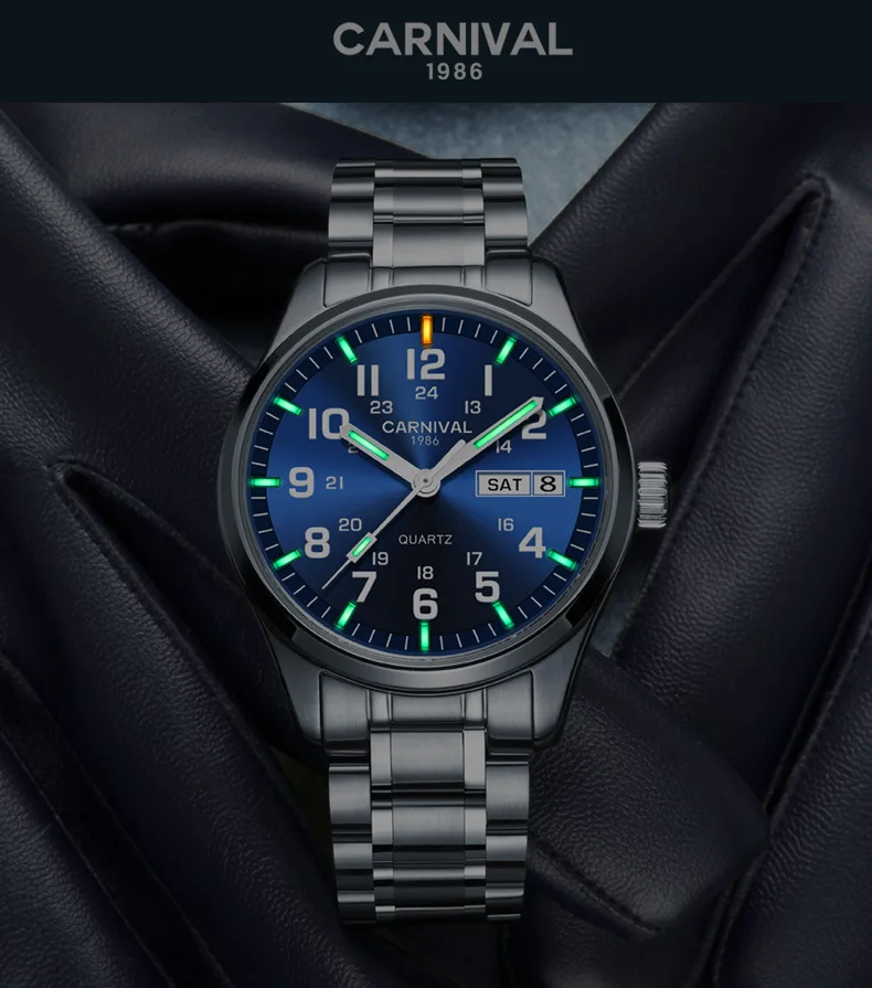 Reloj Hombre карнавальные мужские часы Топ бренд класса люкс Тритий T25 светящиеся кварцевые наручные часы с двойным календарем мужские водонепроницаемые часы