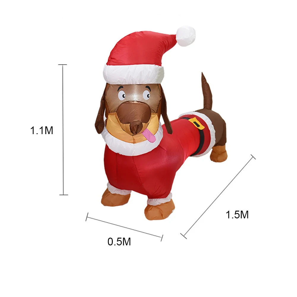 

1.5m Christmas Inflatable Dog With Rotating LED Lights Luminous Children Gift Inflatable Suit Decor For Indoor Outdoor Garden