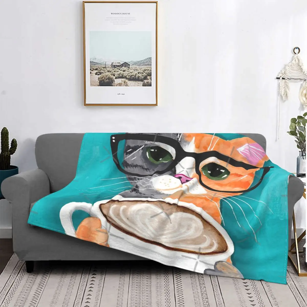 

Manta de Latte Of Love para gatito, colcha para cama a cuadros, manta para Baby, Sudadera con capucha