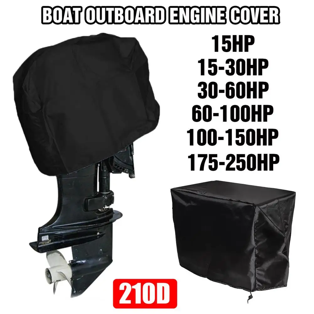 

15-250HP 210D Waterproof Yacht Half Outboard Motor Engine Boat Cover Anti UV Dustproof Cover Marine Engine Protector Canvas