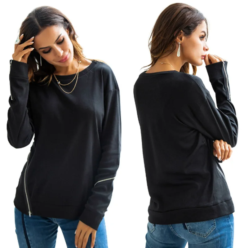 

2019 New Style for Autumn and Winter Personality Zipper Decorations Hoodie Solid Color Men's Hoodie with Sleeves Female