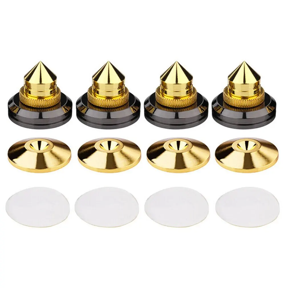 

4pcs Set Golden Speaker Spikes Speaker Stands Subwoofer CD Amplifier Turntable Isolation Stand Feet Cone Base Pads