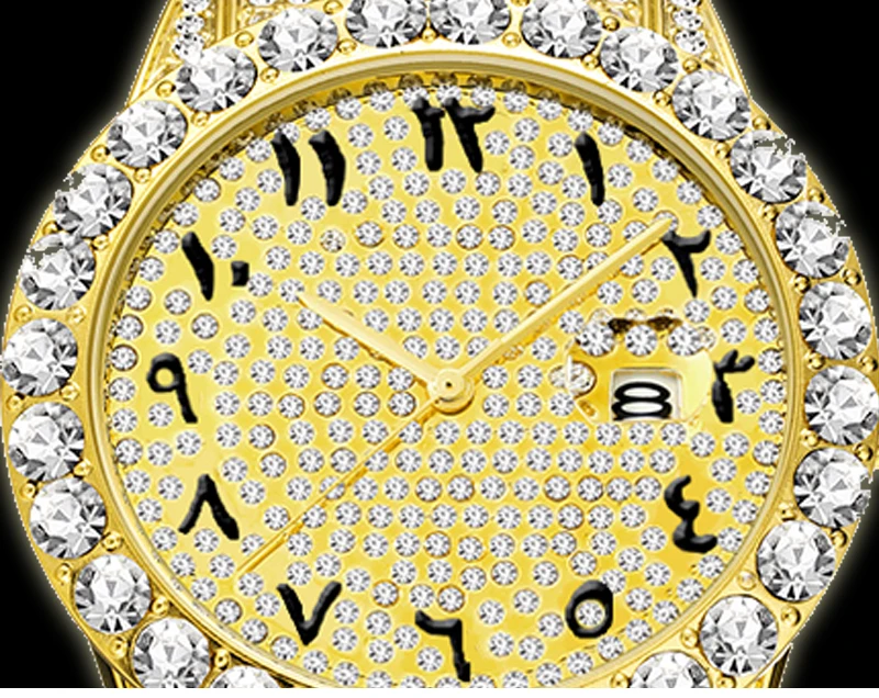 MissFox арабские цифры мужские s часы лучший бренд класса люкс rolexable_часы мужские 18 К золото большой алмаз Xfcs классические мужские часы со льдом