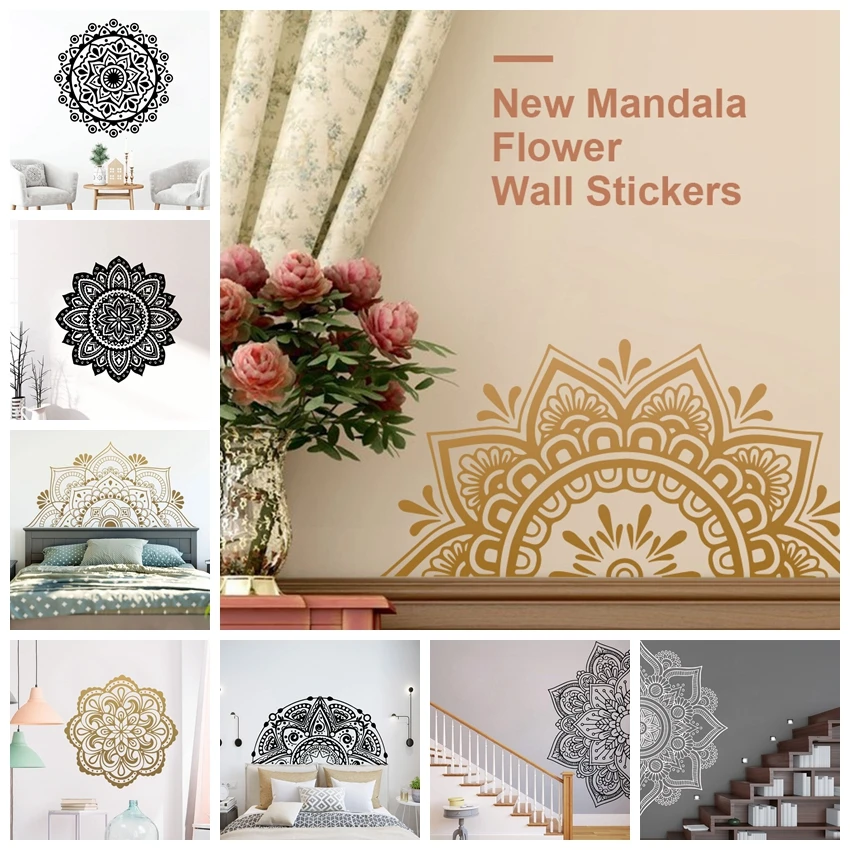 2020 New Mandala Flower Wall Stickers Decor For Living Room wallstickers Bedroom Decor Vinyl Decal Sticker  vinilos decorativo