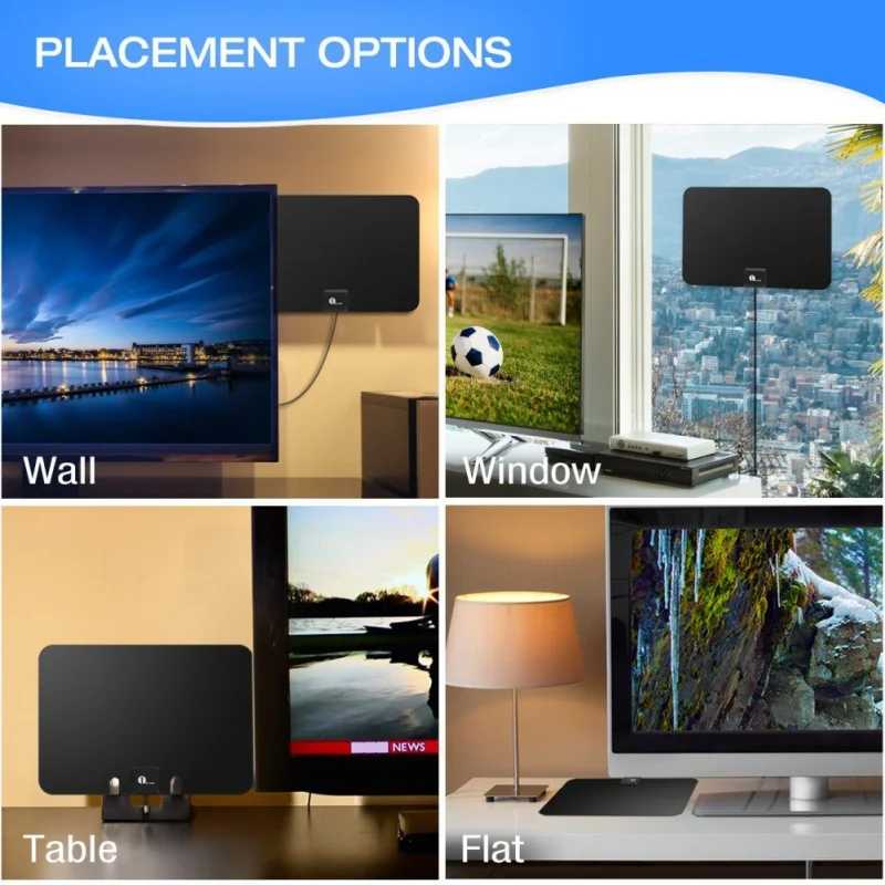 

Digital TV Antenna 980 Miles Signal Booster Amplifier HDTV Indoor USB Thin 13ft HCP556