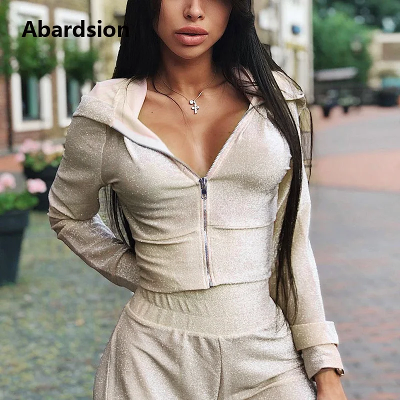 Abardsion женский осенне зимний спортивный костюм 2019 комплект из двух предметов