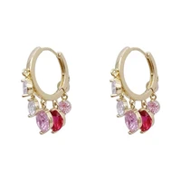 2021 trendy earrings pink crystal pendant earrings hoop earrings sweet woman earrings girl jewelry
