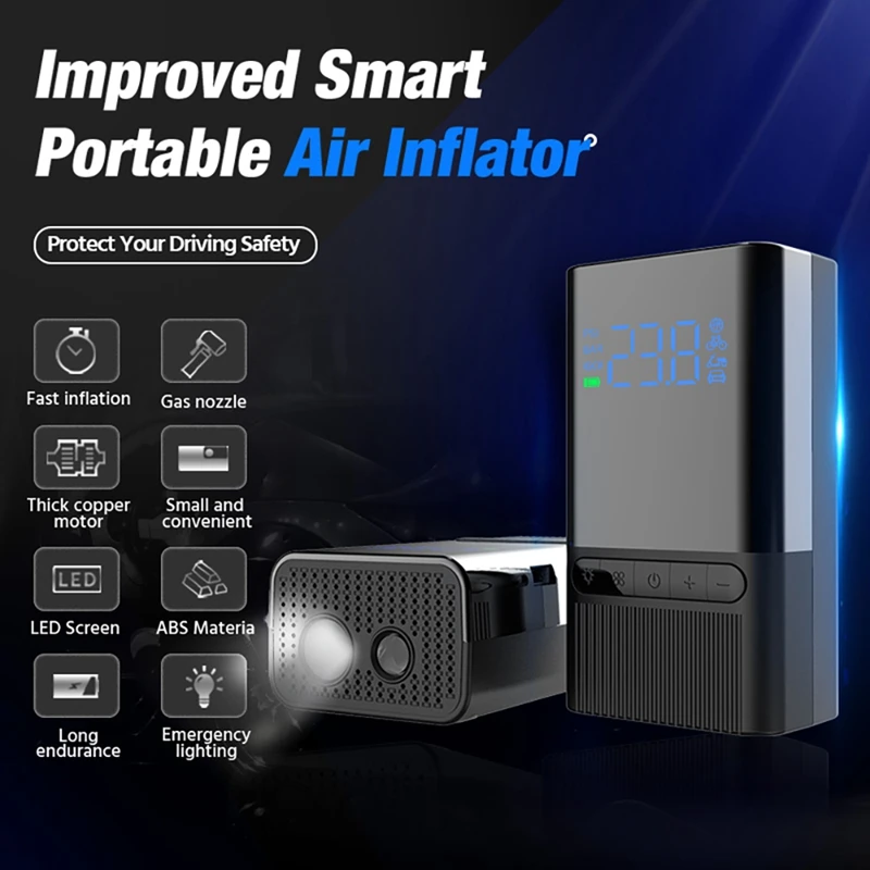 Портативный воздушный компрессор измеритель давления в шинах с ЖК дисплеем 150psi