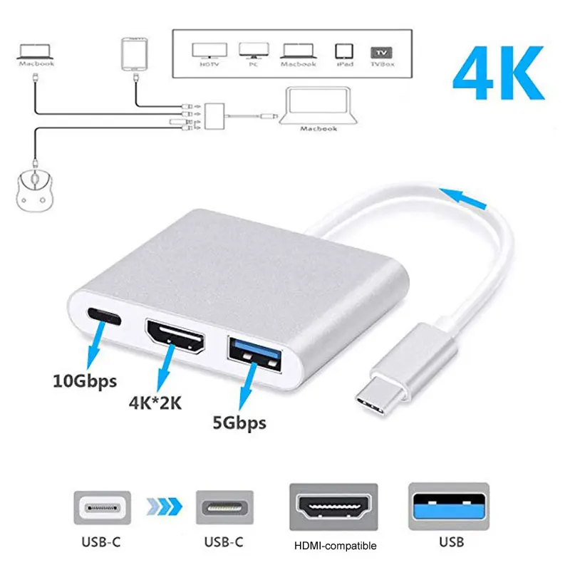 Thunderbolt 3 адаптер USB Type C Hub HDMI-совместимый 4K Поддержка Samsung Dex mode USB-C Dock с PD для MacBook