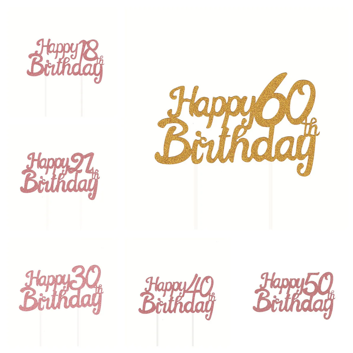 

18 21 30 40 50 60Birthday Cake Topper Wedding Flowers Heart CupCake Decorate Supplies For Cake Birthday Party Decorate For Adult