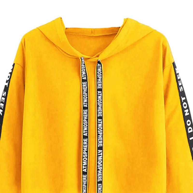 

Sweatshirt Women Autumn Winter New Fashion Short Girl Hooded Lace Up Solid Color Long Sleeve Cute Top Hoodies Sudaderas