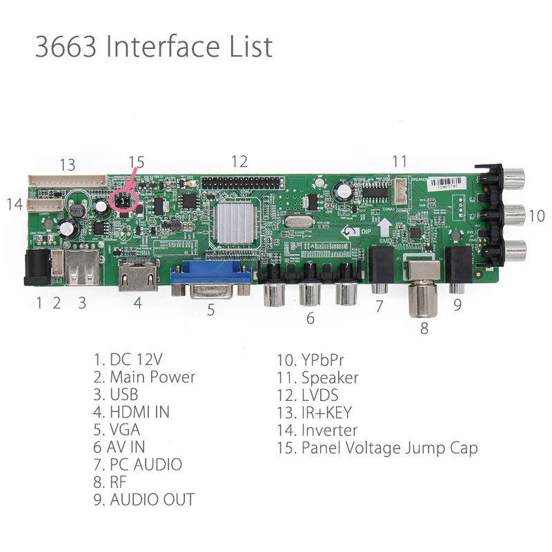 3663 Новый цифровой сигнал DVB-C DVB-T2 DVB-T Универсальный ЖК-дисплей ТВ контроллер