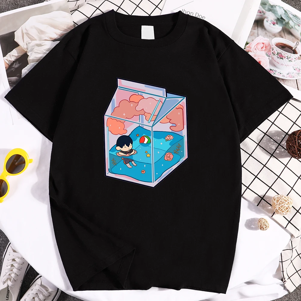 

Футболка Haikyuu мужская с милым мультяшным принтом, модная Свободная рубашка, уличная Винтажная футболка, Спортивная удобная одежда для мужчи...