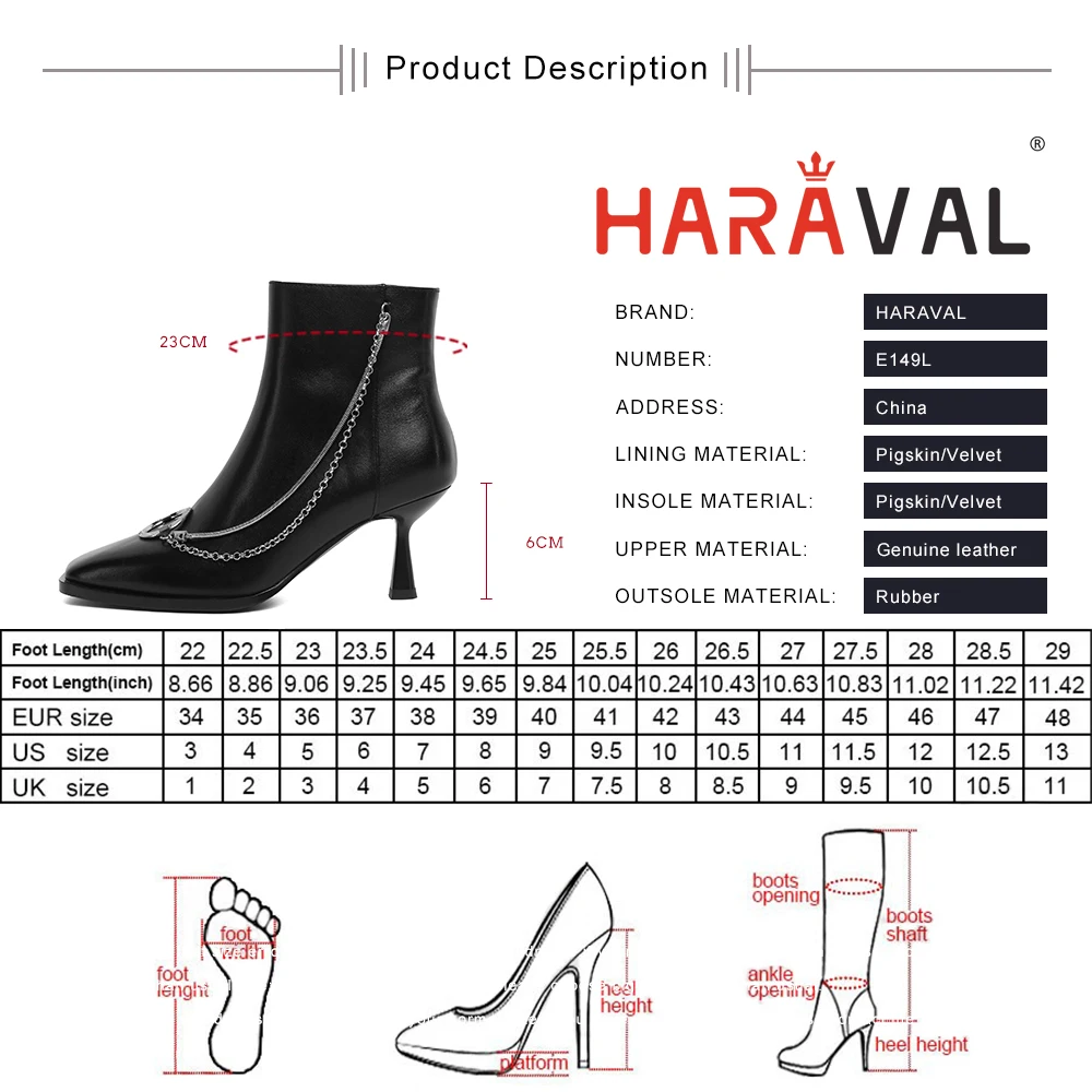 

Ankle Boots Chelsea Shoes Cow Leather Fashion Spring Autumn Chain Adult Thin Heels Short Plush Rubber Female Footwear E149L