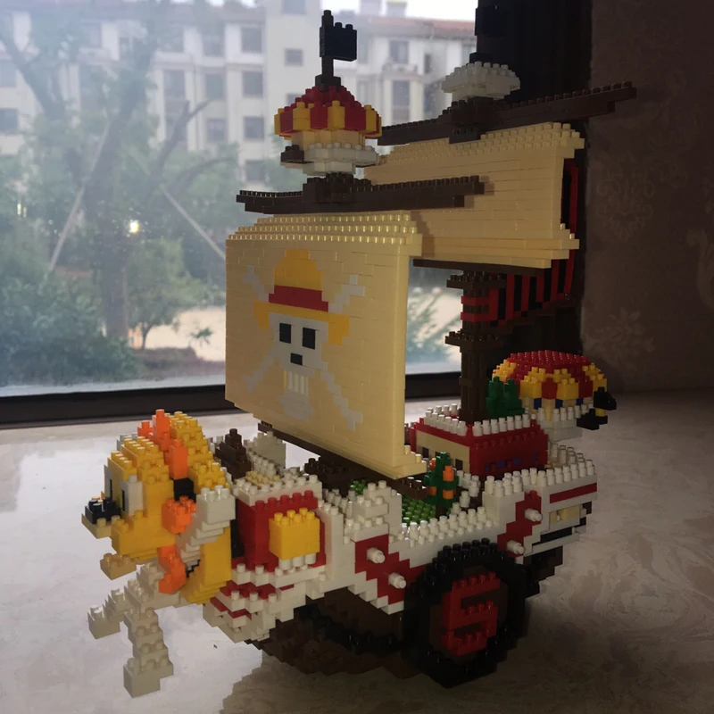 HC 9035 аниме одна деталь Луффи Солнечный Пиратский корабль лодка 3D модель DIY Алмаз Мини Строительные маленькие блоки кирпичи сборка игрушка без коробки