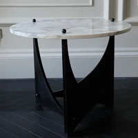 gy nordic natural marble conference table creative black metal circle coffee shop table occasional table