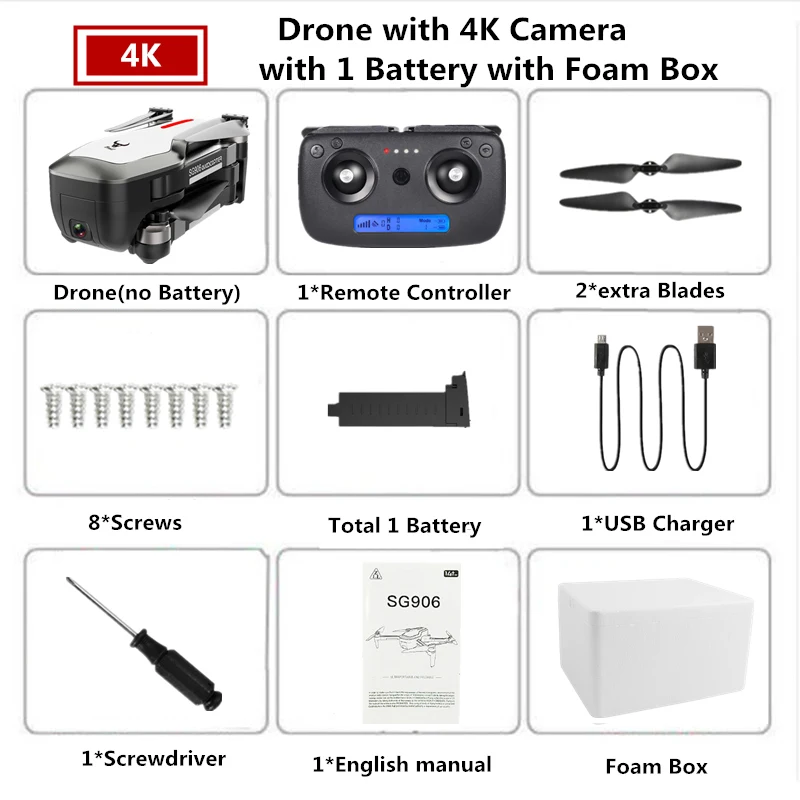 1 White-4K-Foam Box Дрон SG906 4K gps Дроны с камерой HD бесщеточный Квадрокоптер сопротивляющийся сильному ветру селфи Квадрокоптер с камерой VS F11 B5W - Цвет: 1 White-4K-Foam Box
