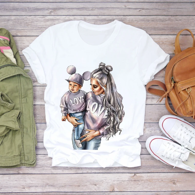 

Women 2021 Cartoon Momlife Mom Mother Gift Print Mother Lady T-shirts Top T Shirt Ladies Womens Graphic Female Tee T-Shirt