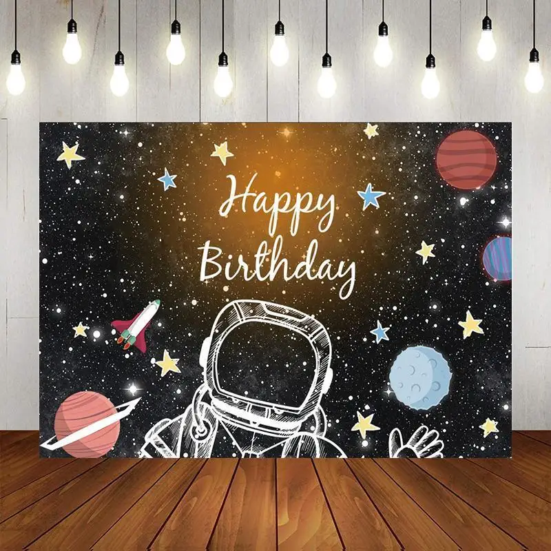 

Spaceship In Space Tour Cartoon Backdrop Children Birthday Picture Party Decorate Planet Flying Saucer Background Photo Studio