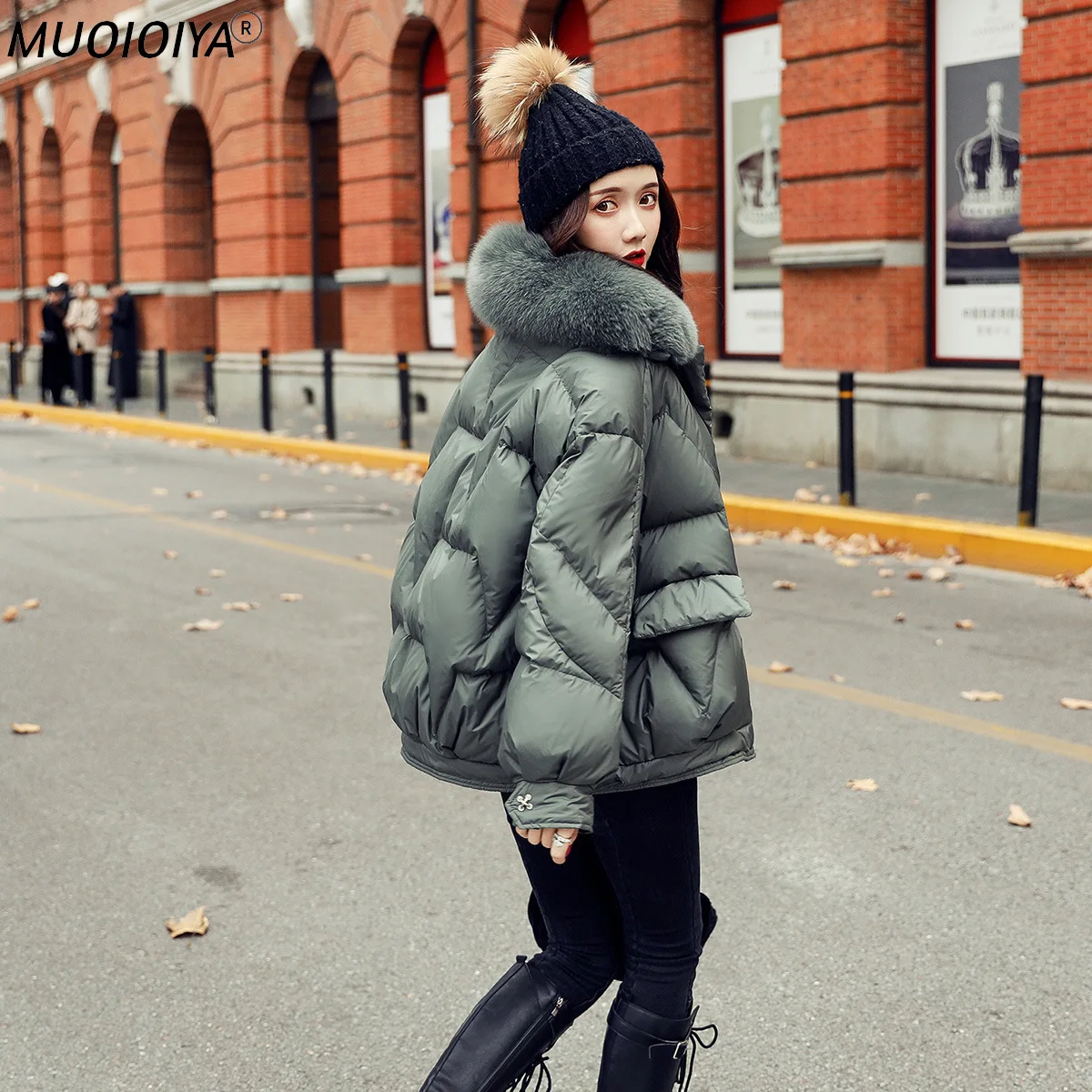 

Female Jacket Winter White Duck Down Jackets Women's Thick Real Fox Fur Collar Hooded Parkas Woman Coat Abrigo Mujer 164