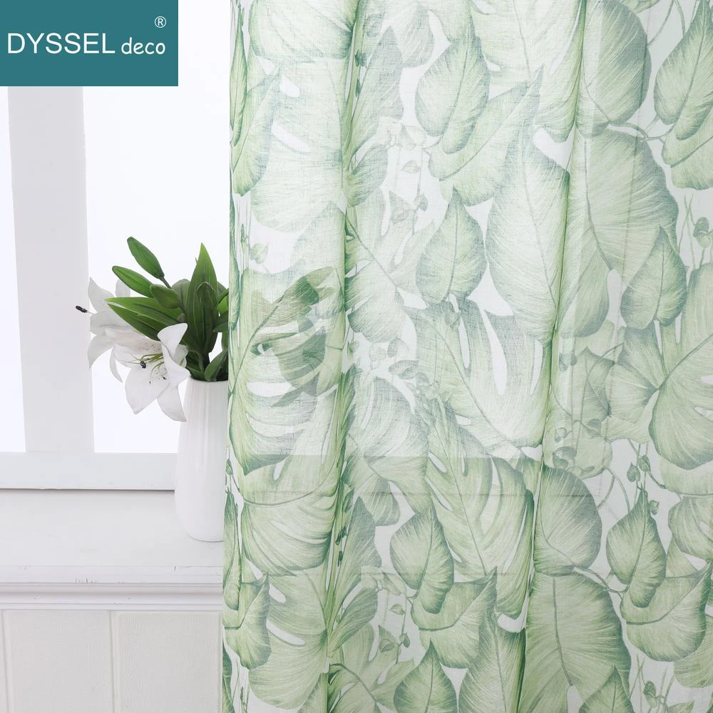 

Modern Natural Floral Printting Europe Style Voile Tulle Sheer Gromment Rod Pocket Windows Curtain For Livingroom Bedroom