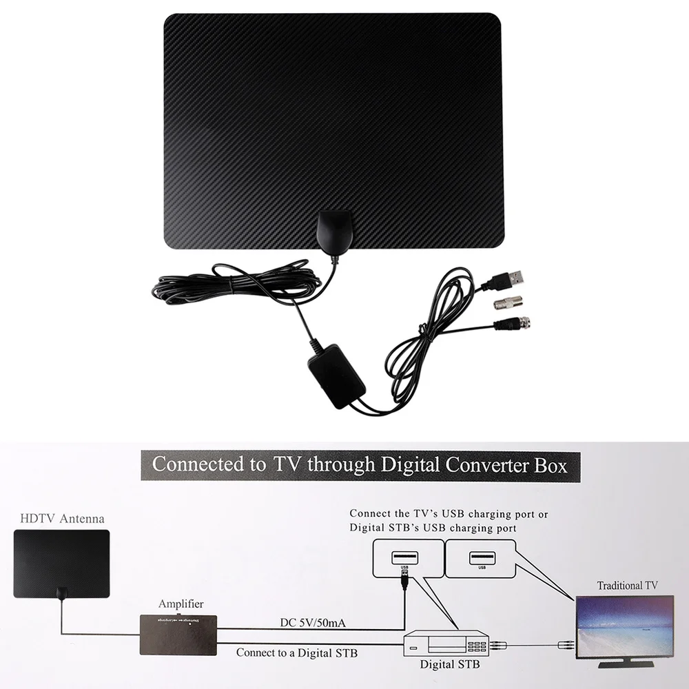 Антенна для цифрового ТВ внутренняя tdt антенна HD 120 миль диапазон с усилителем