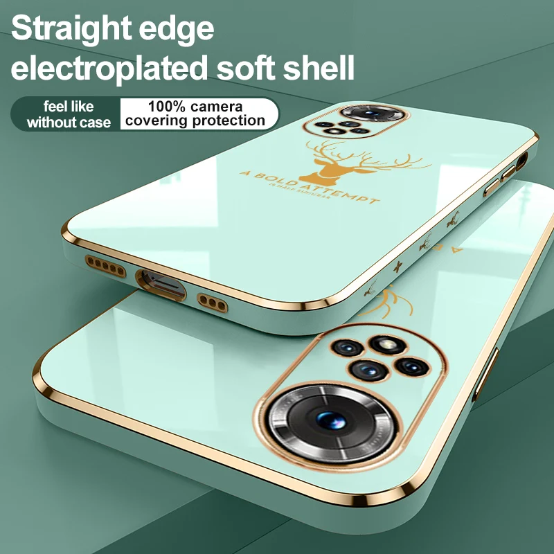 

Honor 50 Case for Huawei P30 P50 P40 P20 Pro Deer Funda Honor 30 20 8X 9X Nova8 Matte Plating Tpu Full Protection Phone Cover