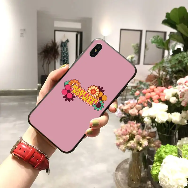 CUTEWANAN Make Love Not War Cover черный мягкий чехол для телефона iPhone 11 pro XS MAX 8 7 6 6S Plus X 5S SE 2020 XR |