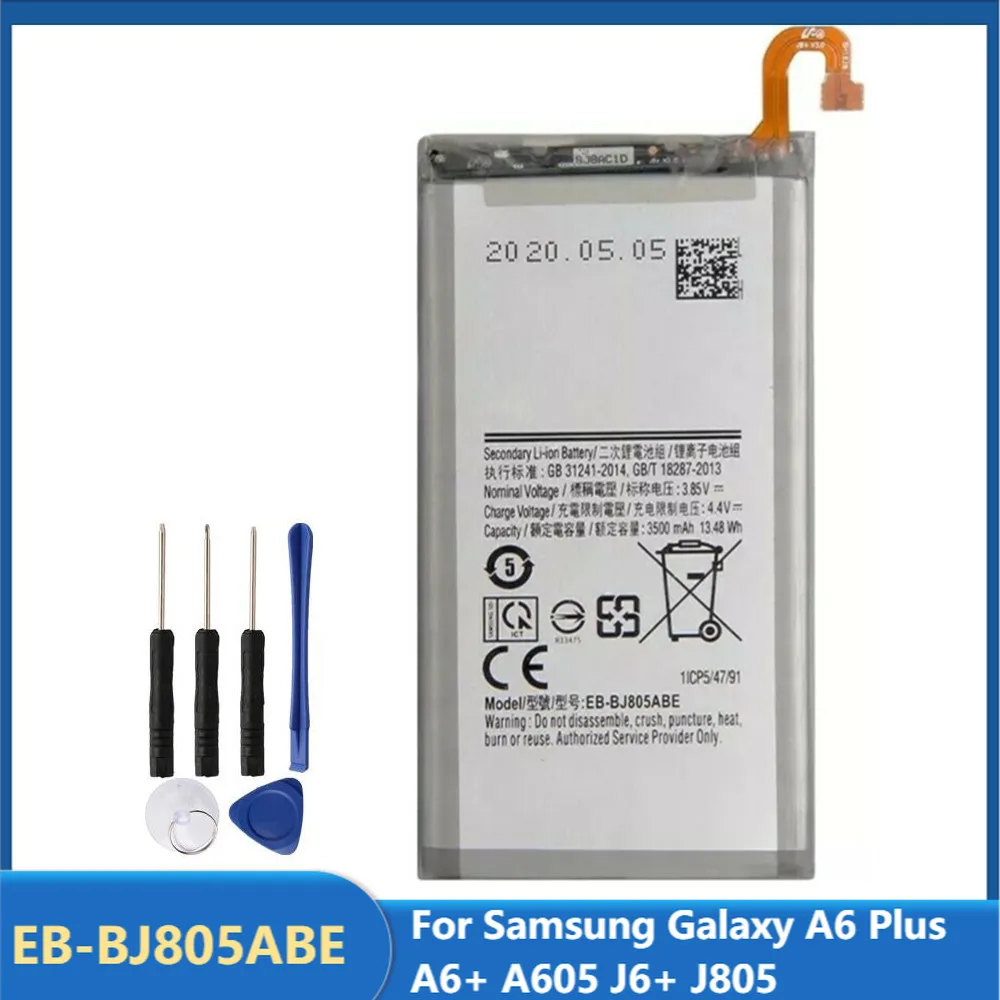

Original Replacement Phone Battery EB-BJ805ABE For Samsung Galaxy A6 Plus A6+ A605 J6+ J805 Rechargeable Batteries 3500mAh