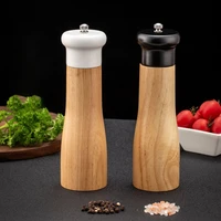 manual salt and pepper shakers wooden seasoning spices peper mill ceramic core pepper caddy kitchen tools gadgets utensils set
