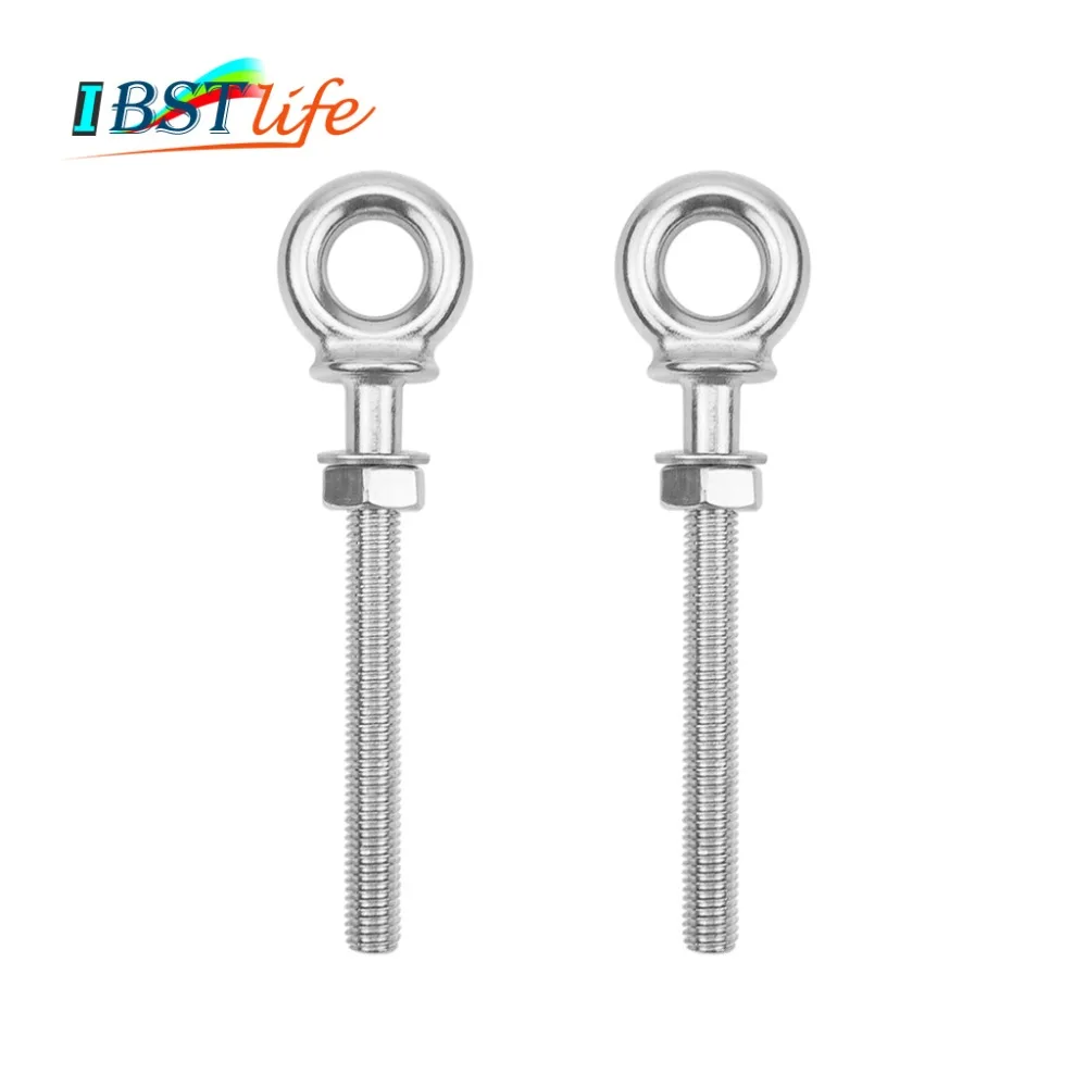 

2PCS M6 M8 M10 Marine Grade 316 stainless steel longer Lifting Eye Bolts lift eye bolt Screws Ring Loop Hole for Cable Rope