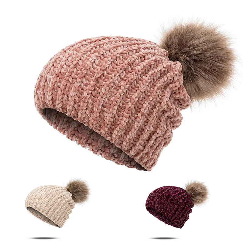 Зимняя шапка с помпонами теплая Модная зимняя для женщин девочек вязаные шапочки
